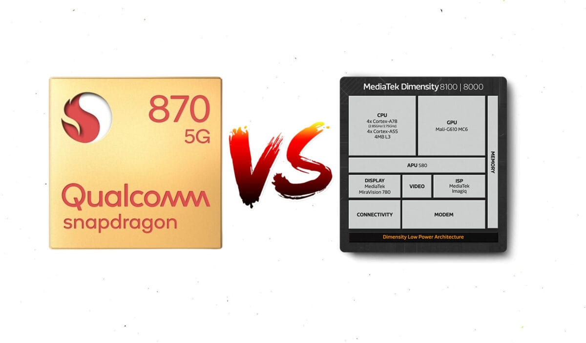 MediaTek Dimensity 8000 vs Qualcomm Snapdragon 870